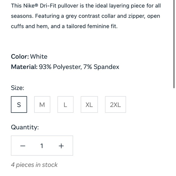 Gulfstream branded Nike Dry-Fit White Quarter-Zip Pullover, Women’s Size M - Picture 4 of 8